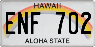 HI license plate ENF702