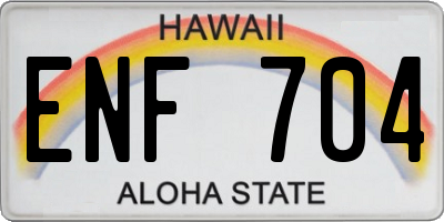 HI license plate ENF704