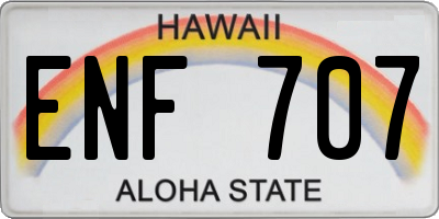 HI license plate ENF707