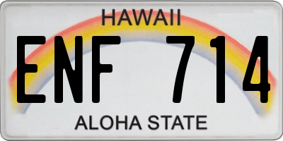 HI license plate ENF714