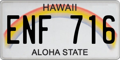 HI license plate ENF716
