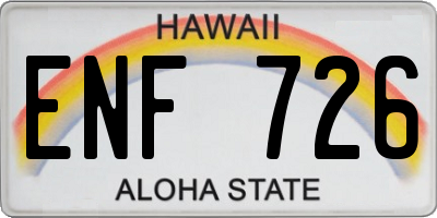 HI license plate ENF726
