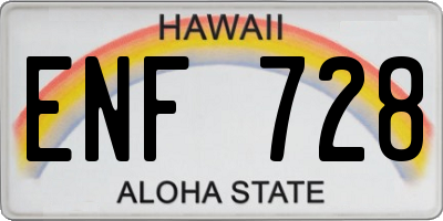 HI license plate ENF728