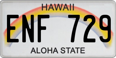 HI license plate ENF729