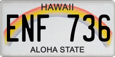 HI license plate ENF736