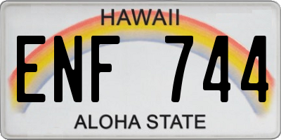 HI license plate ENF744