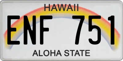 HI license plate ENF751