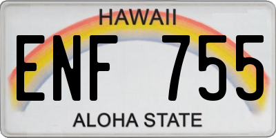 HI license plate ENF755