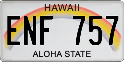 HI license plate ENF757