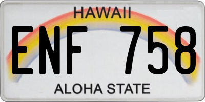 HI license plate ENF758