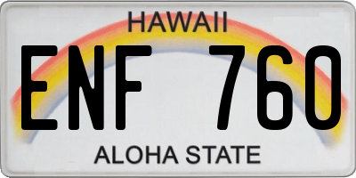 HI license plate ENF760