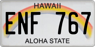 HI license plate ENF767