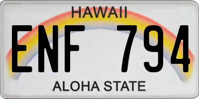 HI license plate ENF794