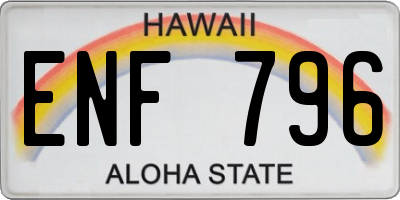 HI license plate ENF796