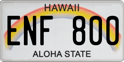HI license plate ENF800