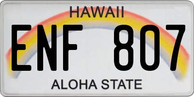 HI license plate ENF807