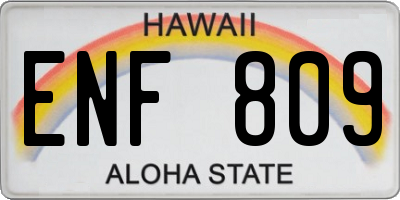 HI license plate ENF809