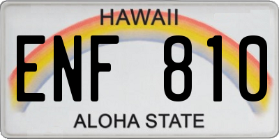 HI license plate ENF810