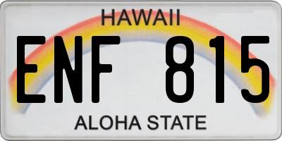HI license plate ENF815