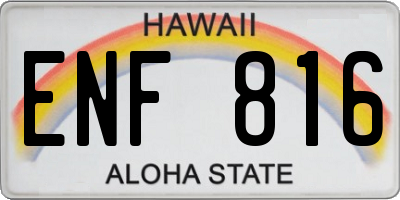 HI license plate ENF816