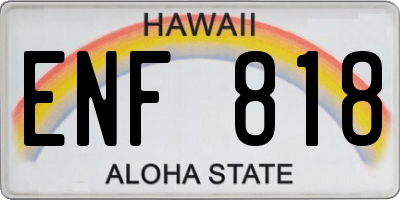 HI license plate ENF818