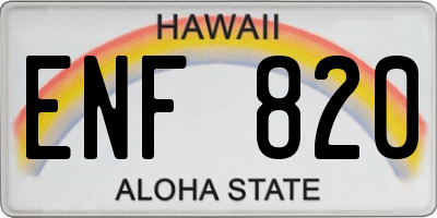 HI license plate ENF820