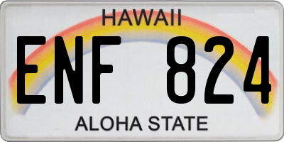 HI license plate ENF824