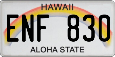 HI license plate ENF830