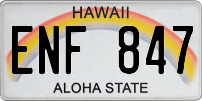 HI license plate ENF847