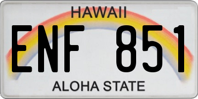 HI license plate ENF851