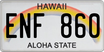 HI license plate ENF860