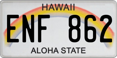 HI license plate ENF862