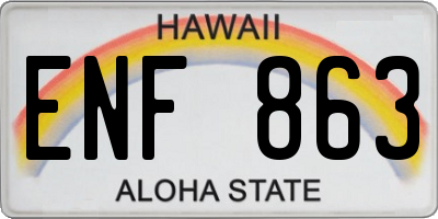 HI license plate ENF863