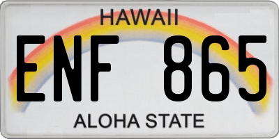 HI license plate ENF865