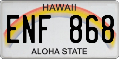 HI license plate ENF868