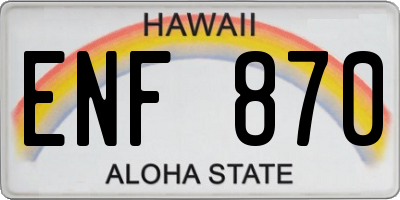HI license plate ENF870