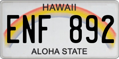 HI license plate ENF892