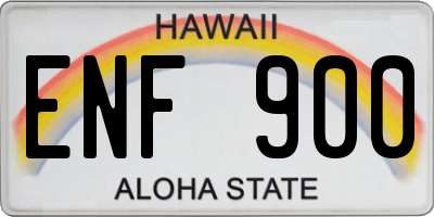 HI license plate ENF900