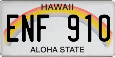 HI license plate ENF910