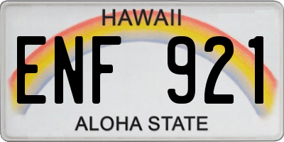 HI license plate ENF921
