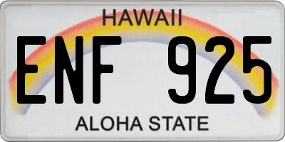 HI license plate ENF925