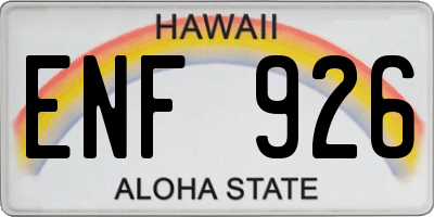 HI license plate ENF926