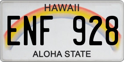 HI license plate ENF928
