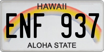 HI license plate ENF937