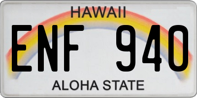 HI license plate ENF940