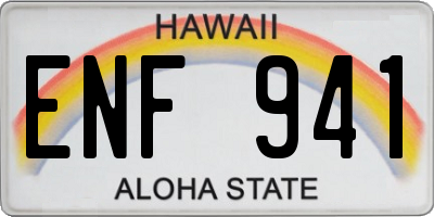 HI license plate ENF941