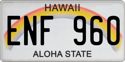 HI license plate ENF960
