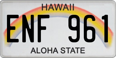 HI license plate ENF961