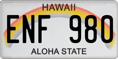 HI license plate ENF980
