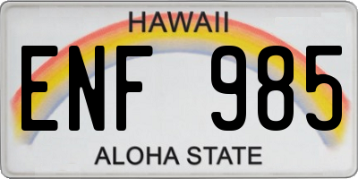 HI license plate ENF985